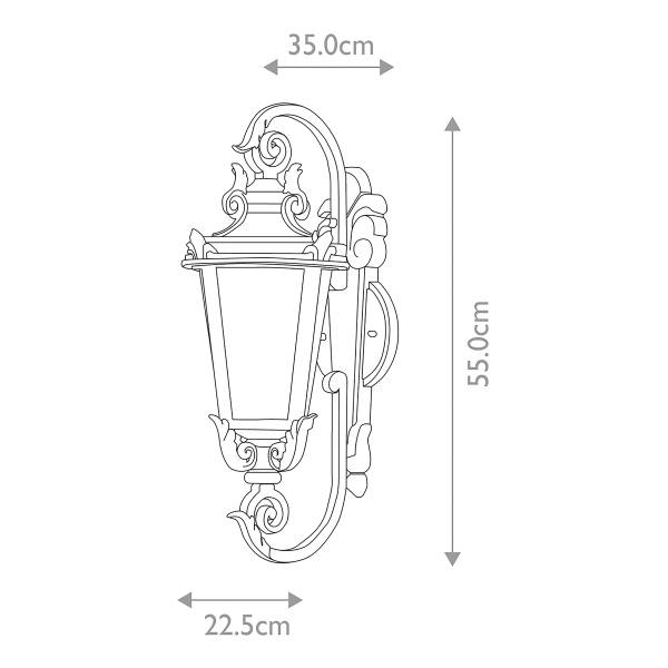 Wandleuchte Baltimore Typ B - Grau - Aluminiumguss - Andere - 23 x 55 x 22 cm