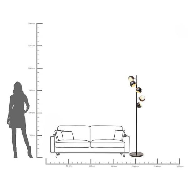 Stehleuchte Calotta - Schwarz - Stahl - 35 x 180 x 35 cm