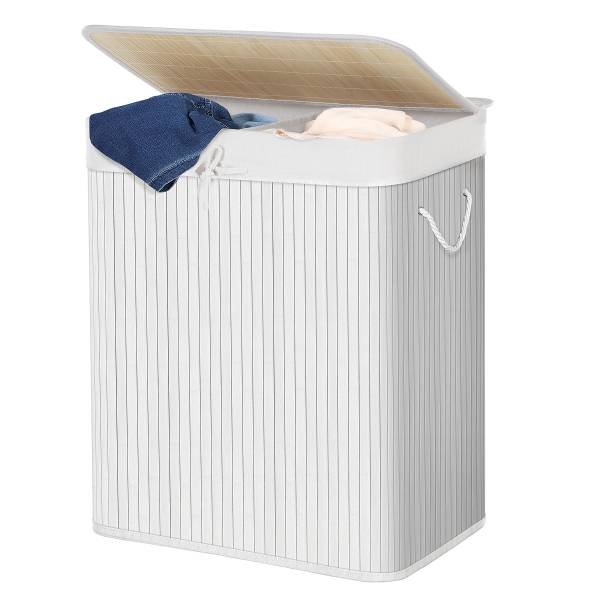Wäschekorb Ramenada - Weiß - Baumwollstoff - 52 x 62 x 32 cm