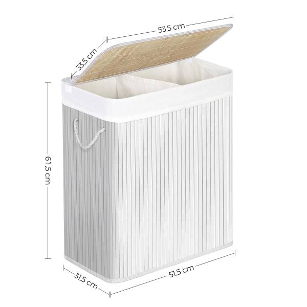 Wäschekorb Ramenada - Weiß - Baumwollstoff - 52 x 62 x 32 cm