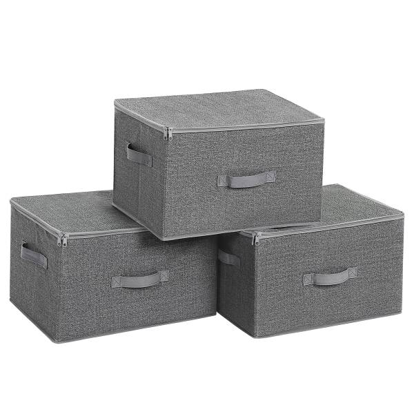 Aufbewahrungsbox Rulls 3er-Set - Grau - Mischgewebe - 40 x 25 x 30 cm