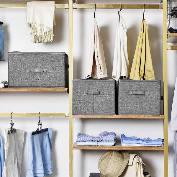 Aufbewahrungsbox Rulls 3er-Set - Grau - Mischgewebe - 40 x 25 x 30 cm