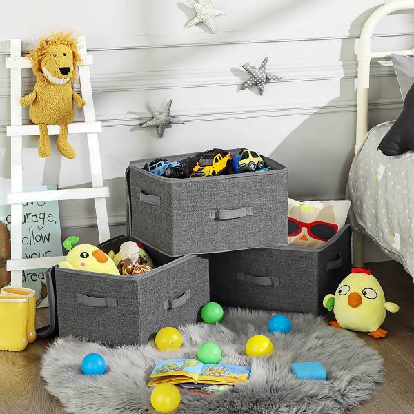 Aufbewahrungsbox Rulls 3er-Set - Grau - Mischgewebe - 40 x 25 x 30 cm