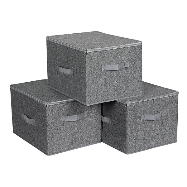 Aufbewahrungsbox Rulls 3er-Set - Grau - Mischgewebe - 40 x 25 x 30 cm