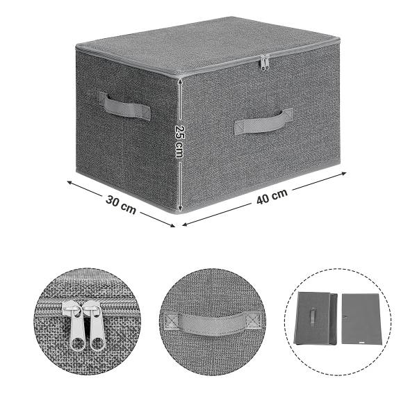 Aufbewahrungsbox Rulls 3er-Set - Grau - Mischgewebe - 40 x 25 x 30 cm