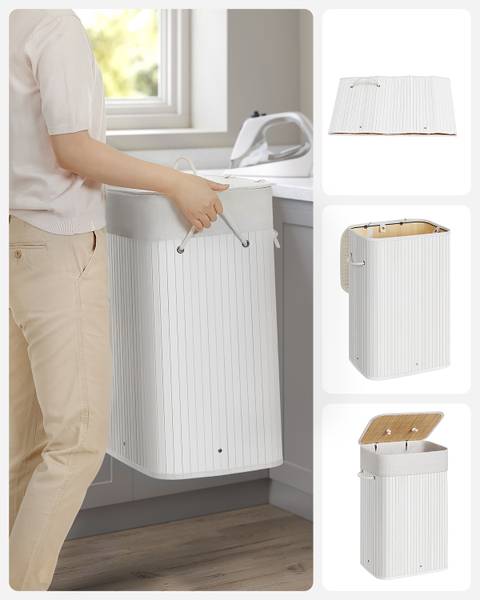 Wäschekorb Abeurador Typ A - Weiß - Baumwollstoff - 40 x 60 x 30 cm