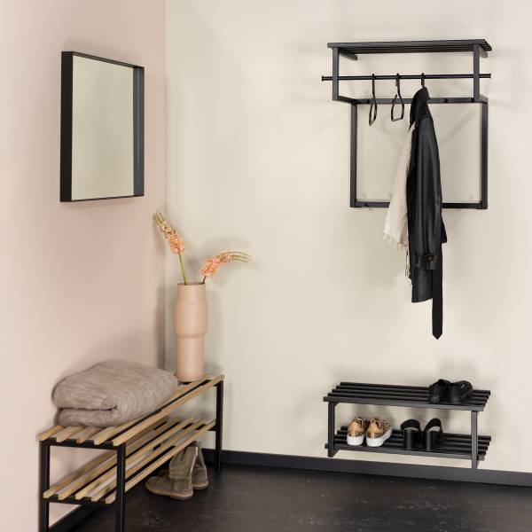 Wandgarderobe Norton - 76 cm - Metall - Schwarz