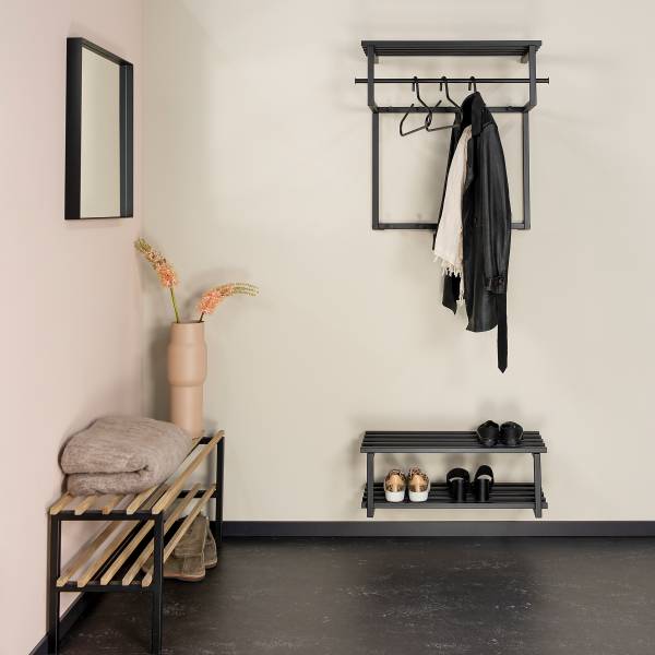 Wandgarderobe Norton - 76 cm - Metall - Schwarz