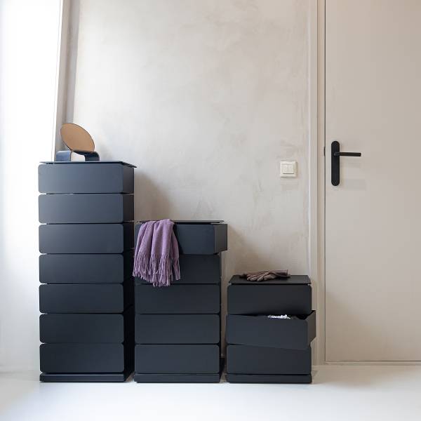 Schuhkommode Jou - Metall - Schwarz - Höhe: 99 cm
