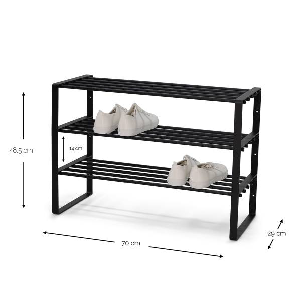 Schuhregal Welbeck mit 3 Ablagen - Metall - Kaschmir - Breite: 70 cm