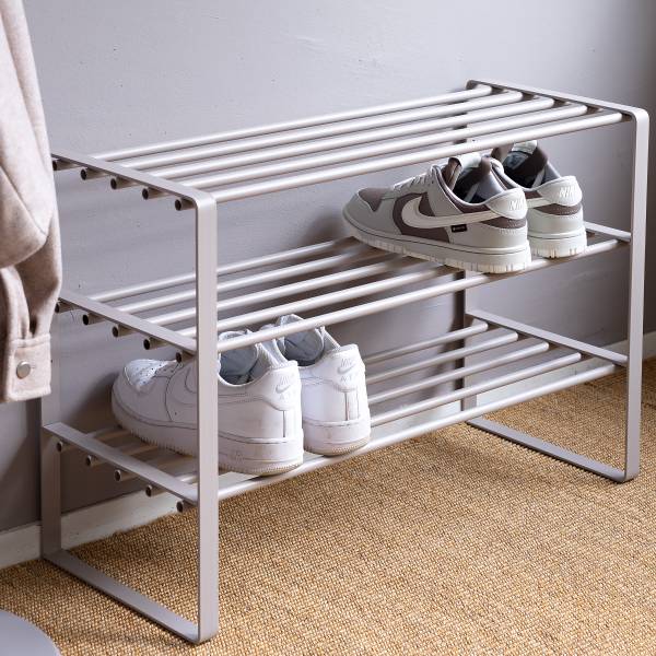 Schuhregal Welbeck mit 3 Ablagen - Metall - Kaschmir - Breite: 70 cm