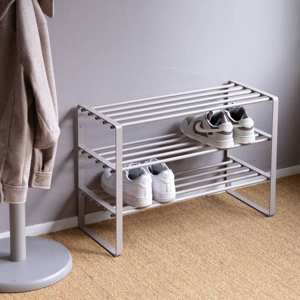 Schuhregal Welbeck mit 3 Ablagen - Metall - Kaschmir - Breite: 70 cm