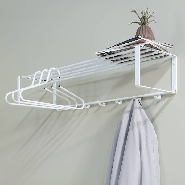 Wandgarderobe Welbeck - 100 cm - Metall - Weiß