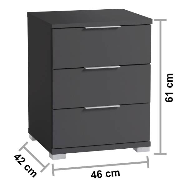 Nachtkommode Expedito - Graphit - Höhe: 61 cm