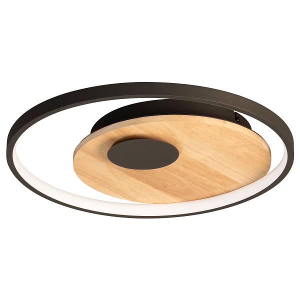 LED-Deckenleuchte Marit - Eisen, lackiert<br>Eiche Massiv - Schwarz - 1-flammig