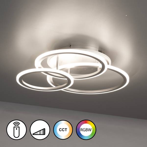 LED-Deckenleuchte Gelder Rund - Eisen / Acrylglas - 1-flammig - Matt Nickel - Warmweiß - Kaltweiß