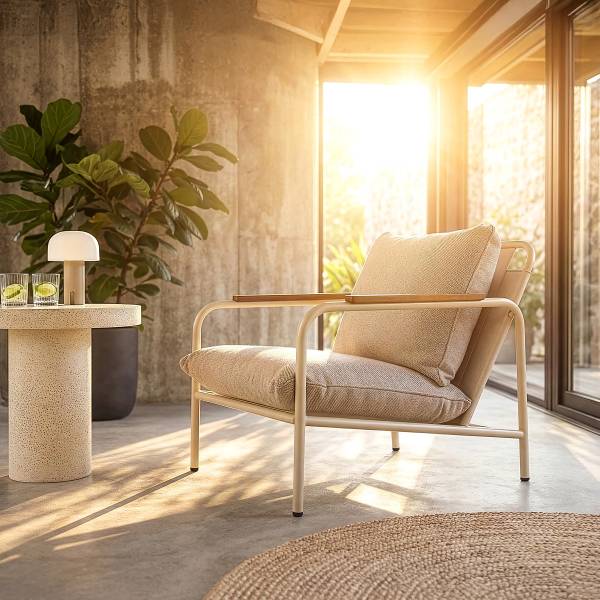 Gartensessel SOULGATE - Stahl - Beige - Beige