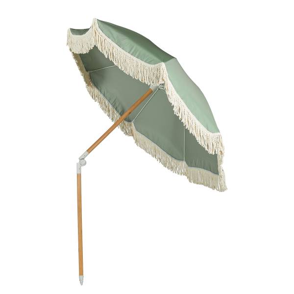 Strandschirm BOHO LOUNGE - Buche/Polyester/Baumwollstoff -Grün - Grün