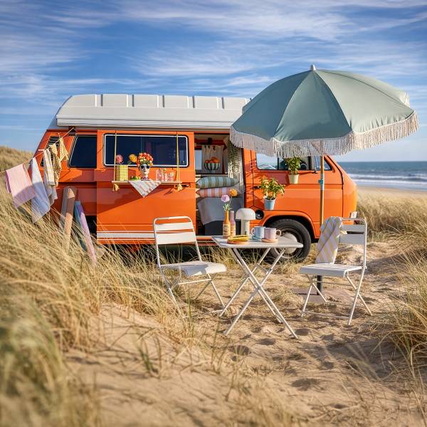 Strandschirm BOHO LOUNGE - Buche/Polyester/Baumwollstoff -Grün - Grün