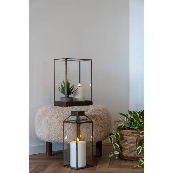 Hocker Moun - Braun - Bouclé - 50 x 36 x 50 cm