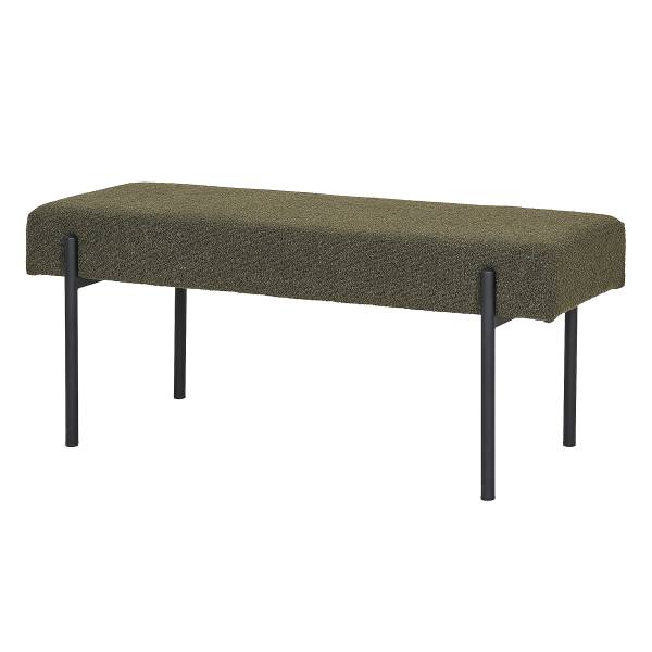 Polsterhocker Emli - Grün - Strukturstoff - Stahl - 100 x 43 x 36 cm