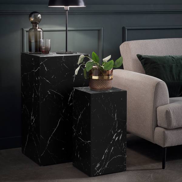 Beistelltisch Zelale 2er-Set - Marmor Schwarz Dekor