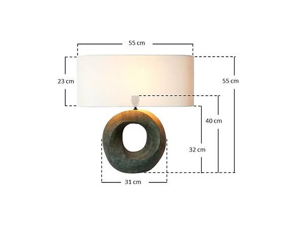 Tischleuchte Tatihara Typ C - Leinen / Keramik - 1-flammig