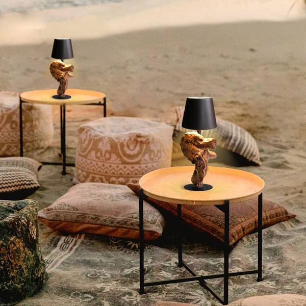 Tischleuchte Nawazhai Typ B - Eisen / Akazie massiv - 1-flammig