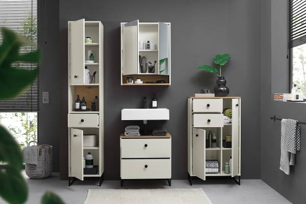 Spiegelschrank Atuabo - Kaschmir / Eiche Evoke Dekor