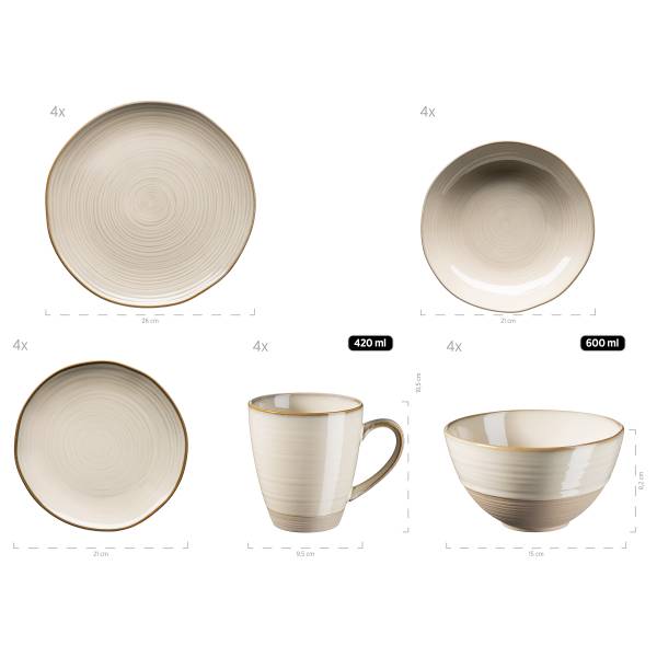 Kombiservice Ugal 20-teilig - Beige