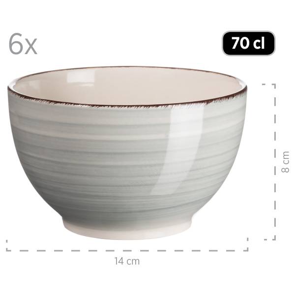Geschirrset Tomna 30-teilig - Steinzeug - Grau