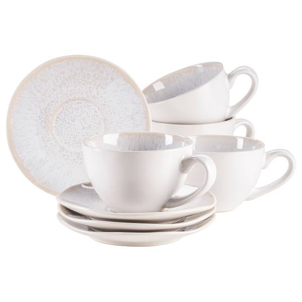 Kaffeetassenset Panki 8-teilig - Steinzeug - Weiß