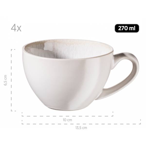 Kaffeetassenset Panki 8-teilig - Steinzeug - Weiß