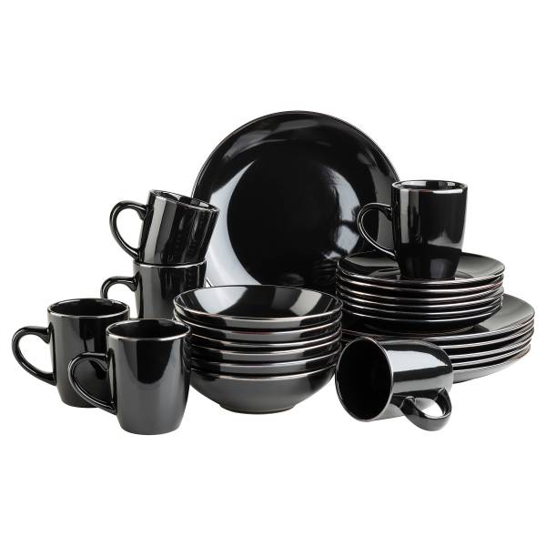 Geschirrset Kuny 24-teilig - Schwarz - Keramik - 31 x 37 x 38 cm