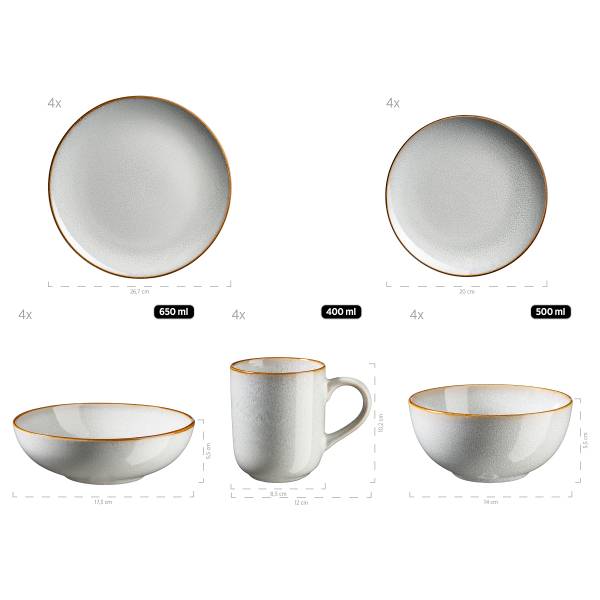 Geschirrset Derti 20-teilig - Multicolor - Keramik - 33 x 39 x 46 cm