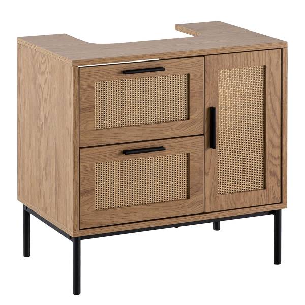 Waschbeckenunterschrank Ohoni B - Eiche Dekor - Schwarz