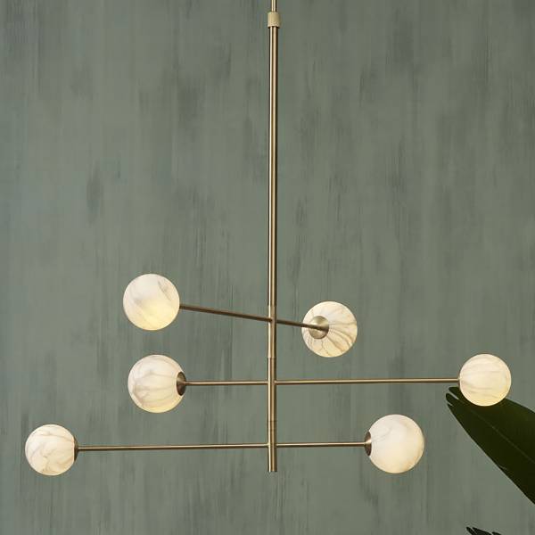 Pendelleuchte Carrara Typ B - Farbglas - Grau / Gold - 6-flammig