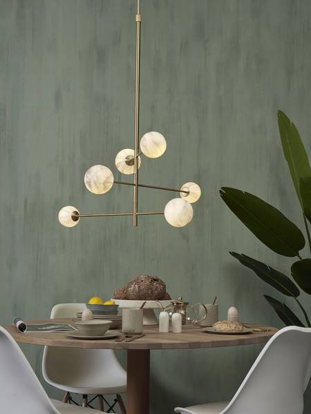 Pendelleuchte Carrara Typ B - Farbglas - Grau / Gold - 6-flammig