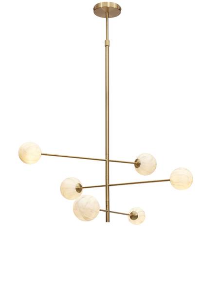 Pendelleuchte Carrara Typ B - Farbglas - Grau / Gold - 6-flammig