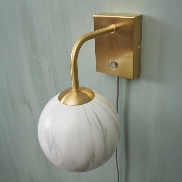 Wandleuchte Carrara - Farbglas - Grau / Gold - 1-flammig
