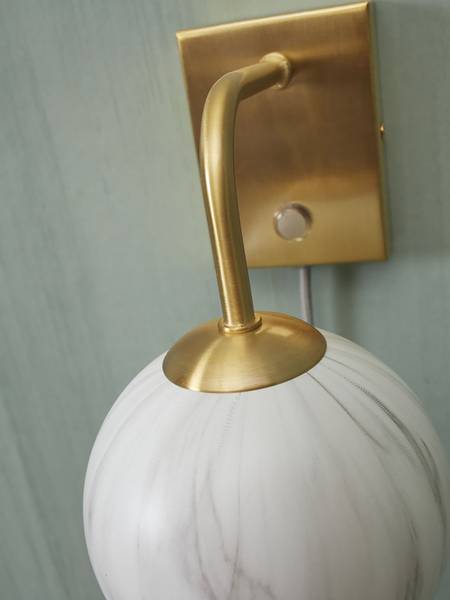 Wandleuchte Carrara - Farbglas - Grau / Gold - 1-flammig