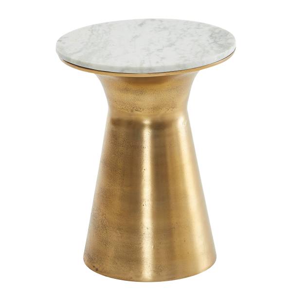 Marmor-Beistelltisch Alaculsy - Marmor / Metall - Marmor Weiß / Gold