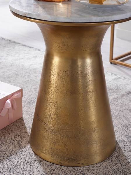 Marmor-Beistelltisch Alaculsy - Marmor / Metall - Marmor Weiß / Gold