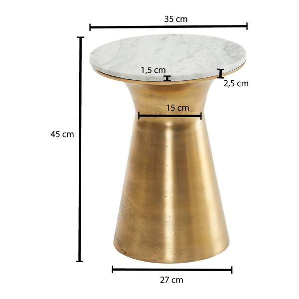 Marmor-Beistelltisch Alaculsy - Marmor / Metall - Marmor Weiß / Gold