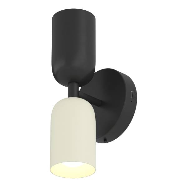 Akku-Wandleuchte NIMI - 3-Stufen-Dimmer - inkl. Fernbedienung - Schwarz / Creme