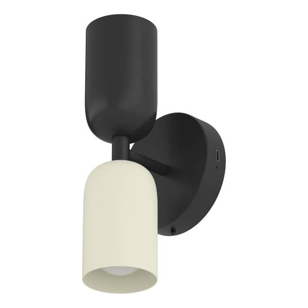Akku-Wandleuchte NIMI - 3-Stufen-Dimmer - inkl. Fernbedienung - Schwarz / Creme