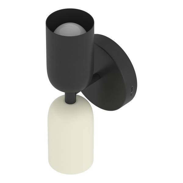 Akku-Wandleuchte NIMI - 3-Stufen-Dimmer - inkl. Fernbedienung - Schwarz / Creme