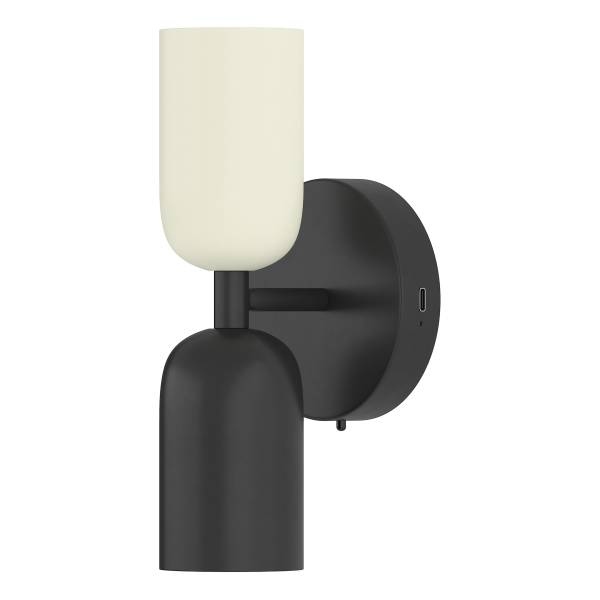 Akku-Wandleuchte NIMI - 3-Stufen-Dimmer - inkl. Fernbedienung - Schwarz / Creme