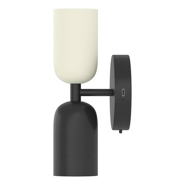 Akku-Wandleuchte NIMI - 3-Stufen-Dimmer - inkl. Fernbedienung - Schwarz / Creme