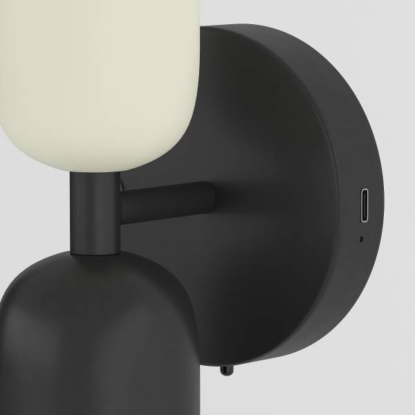 Akku-Wandleuchte NIMI - 3-Stufen-Dimmer - inkl. Fernbedienung - Schwarz / Creme